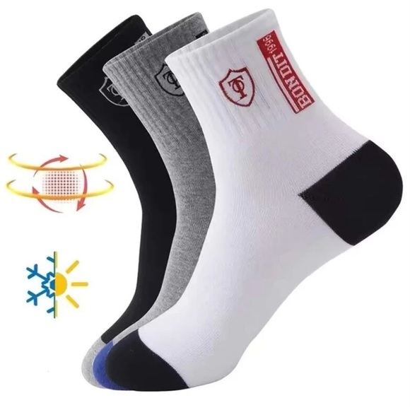 6pairs Men Letter Graphic Casual Crew Socks, For Spring - Picture 2 of 5